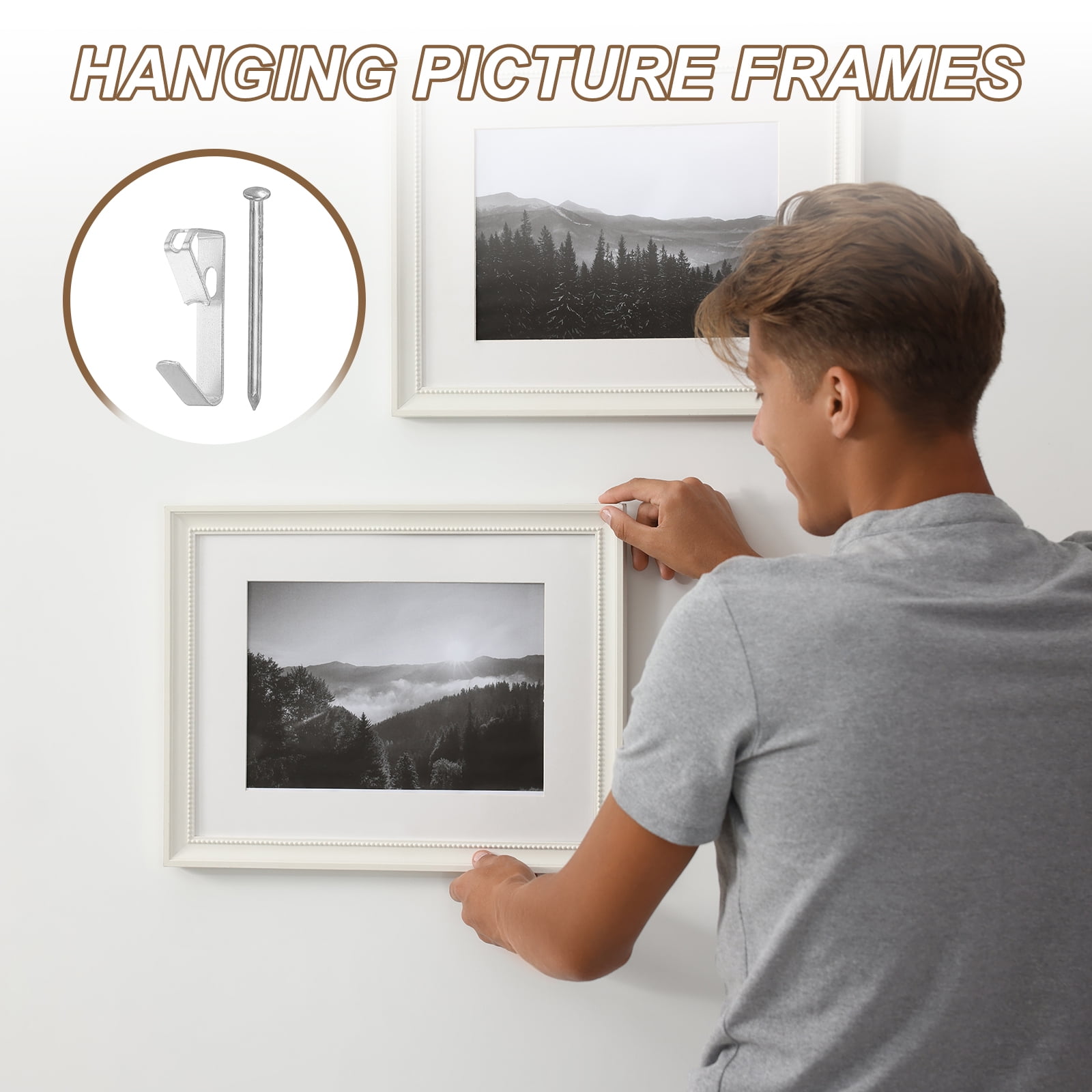 Uxcell 38 Pcs Picture Hangers, 100lb Picture Hanging Hooks Hardware Drywall Frame Hangers Painting Wall Hooks with Nails for Pictures Clocks Mirrors, Home Decoration, Silver