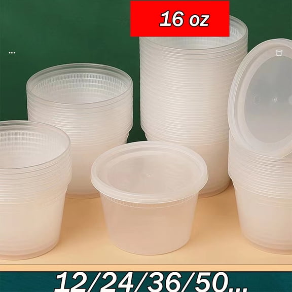 16 Oz Plastic Food Soup Containers with Lids Reusable Freezer Containers for Food Overnight Oats Yogurt with Screw On Lids, Meal Prep Containers Leak Proof, Airtight BPA Free