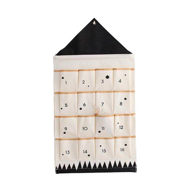 Calendario de Adviento navideño Bolsa de tela rellenable Decoraciones navideñas Colgante de pared con bolsillos grandes para decoración de fiestas 16 bolsillos BLESIY Calendario de adviento