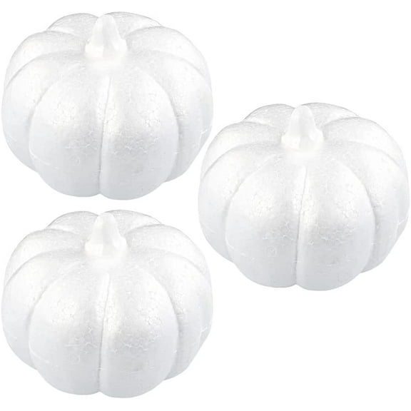 Yoqb 3Pcs White Foam Pumpkins Halloween Pumpkin Shape Modelling Polystyrene Styrofoam Fake Pumpkins DIY Crafts Material for Kids School Craft ProjectA108