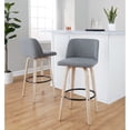 thumbnail image 2 of The Gray Barn  Vallberga 30" Fixed-Height Bar Stool with White Washed Wood Base (Set of 2) Grey Fabric/Black Round Footrest Washed,Black Finish, 2 of 5