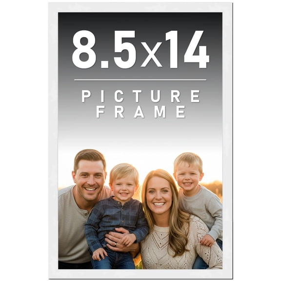 8.5x14 Frame White Solid Wood Picture Frame Includes UV Acrylic Shatter Guard Front, Acid Free Foam