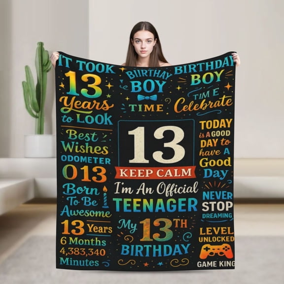 13th Birthday Decorations for Boys - 13 Year Old Boy Gifts Birthday Kids Blanket 50 x 40 Inches Warm Flannel Throw Blankets Present Coolest Gifts for 13 Year Old Birthday 50x40