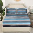 thumbnail image 3 of Erosebridal Gradient Gray Blue Sheet Set Twin , Geometry Striped Bedding Sets Twin Size 3pcs, 3 of 7