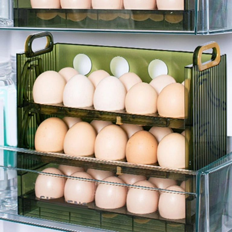 Egg Holder Eggs Tray Bins with Handle Fridge Organizer Pantry