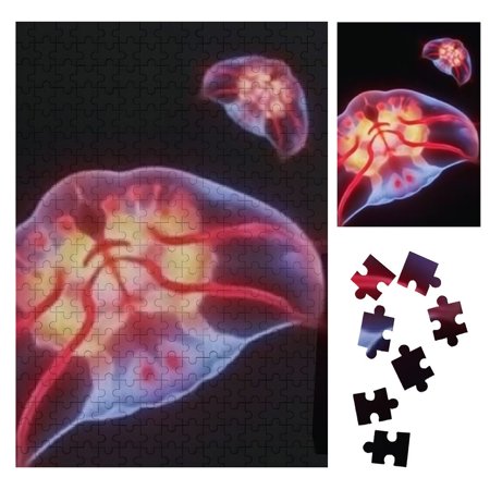 Patifu Jellyfish Bioluminescence Generative Art Wooden Jigsaw Puzzle Vertical Style Gift for Family Friends 300PCS