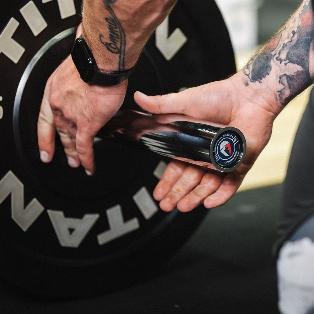 Titan Fitness Performance Series 20 KG Olympic Bar, 700 LB Capacity, 28mm Shaft, Chrome Finish