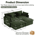 thumbnail image 2 of EHANCIS Loveseat Sofa with 2 Ottomans, Modular Sleeper Love Seat Couches, 4 Pillows, Large Size Deep Seat Loveseat, Premium Emerald Green Chenille Sofa, 2 Seat Couch for Living Room & Apartment, 2 of 12