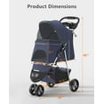 thumbnail image 2 of LINJH Pet Stroller with 3 Wheels for Small/Medium Pets, Portable Travel Foldable Carrier Jogger for Dog Cat Puppy Kitty, Rear Wheel Breaks, Storage Basket, Visible Mesh with Weather Cover,Navy Blue, 2 of 10