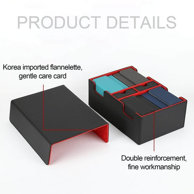 Langgg Boîte de Rangement pour Jeux de Cartes à Deux Compartiments Usages Multiples Multifonctionnelle Noir Rouge