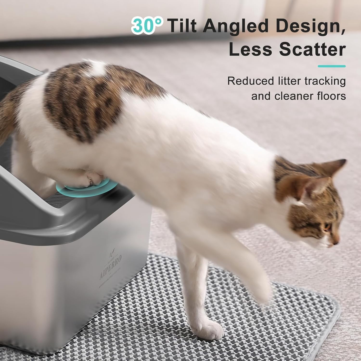 Stainless Steel Litter Box | Metal Kitty Litter Box with Lid High Sided for Small Cats or Injured Cats, Bunny Litter Boxes, Low Entry, Odor-Free, Non-Stick,Includes Scoop (Dark Gray, Small)