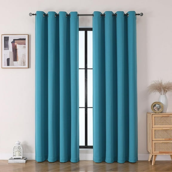 LKYUHGS-Grommet Blackout Curtains for Bedroom and Living Room - 2 Panels Set Thermal Insulated Room Darkening Curtains (Turquoise, 52W x 90L)