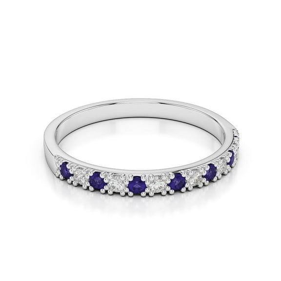 925 Sterling Silver Round 0.50 Ctw Natural Tanzanite Gemstone Half Eternity Band Women Anniversary Ring, Gift For Her_11.5