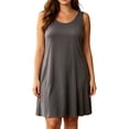 thumbnail image 3 of Pretxorve Women Nightgown Solid Lyocell Crew Neck Sleeveless Tank Loose Light Casual Sleep Dress, 3 of 5