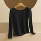 thumbnail image 1 of Pijama de manga larga para mujer, moda de otoño e invierno, ropa de abrigo, camisa de manga larga, camisa fina, ropa interior ajustada, blusa de poliéster para mujer, 1 of 4