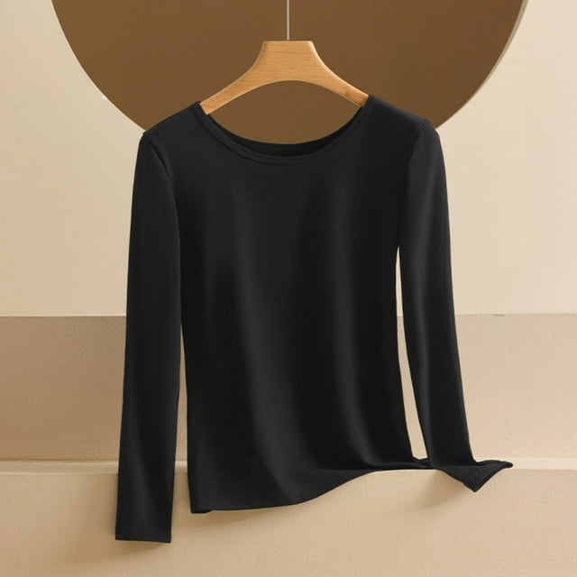 Miqool Chemises à Manches Longues pour Femmes Col Rond Hauts Thermiques Couche de Base T-Shirts