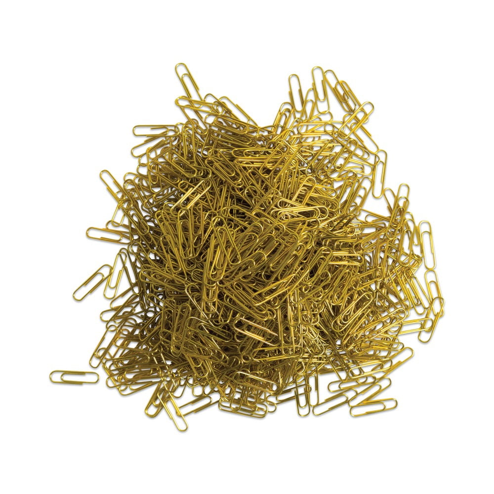 U Brands 3619U06-24 Vinyl-Coated Paper Clips - Gold/Medium (200 Clips/Box, 5 Boxes/Pack)