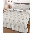 thumbnail image 3 of Quilts King Size Bedding Set, Bohemia Lightweight Quilted Comforter, Modern Abstarct Floral Flowers Boho Beige Soft Reversible Bedspread Coverlet with Pillow Covers for All Season, 96" x 106", 3 of 7