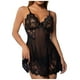 thumbnail image 1 of Lencería sexy de malla para mujer Tanga de encaje con cuello en V Tentación Babydoll Ropa interior Ropa de dormir Camisón + Tanga Fridja nalpqowj39353, 1 of 9