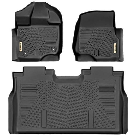 YITAMOTOR Floor Mats Compatible with F150, Custom Fit Floor Liners for 2015-2023 Ford F-150 SuperCrew Cab, 1st & 2nd Row All Weather Protection, Black