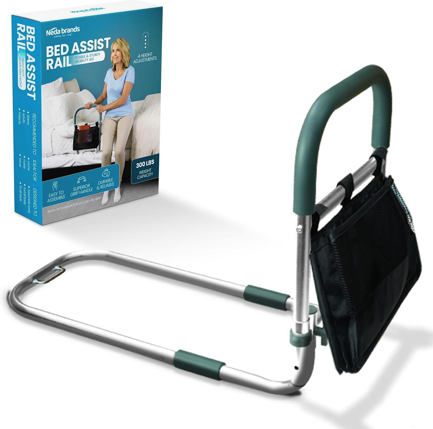NEDA Bed Rails for Elderly Adults Safety - Adjustable Bed Cane Assist ...