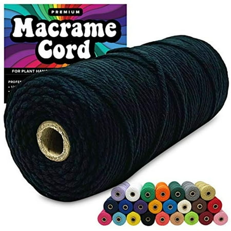 Black 100% Cotton Cord Rope for Macrame 3mm Natural and Colored Craft String Yarn Materials 325 Feet