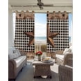 thumbnail image 6 of Western Texas Star Vintage Blackout Curtains for Bedroom Living Room Darkening Curtains 63 Inches Long Rustic Wreath Wood Black Plaid Window Curtain 2 Panels Set Window Treatment Drapes 52"x63", 6 of 9