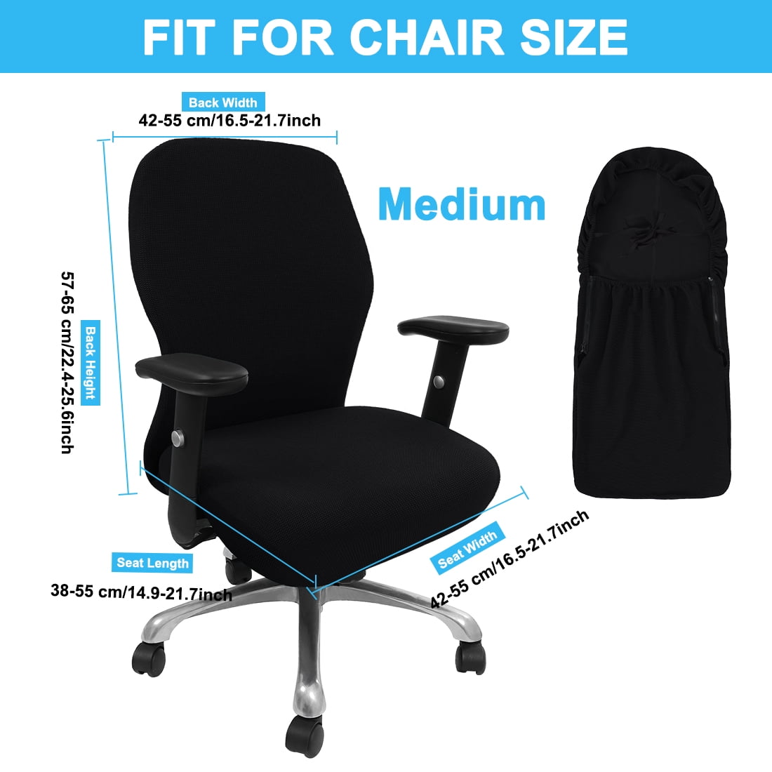 Unique Bargains Stretch Office Chair Cover Armchair Protector Slipcovers Black M