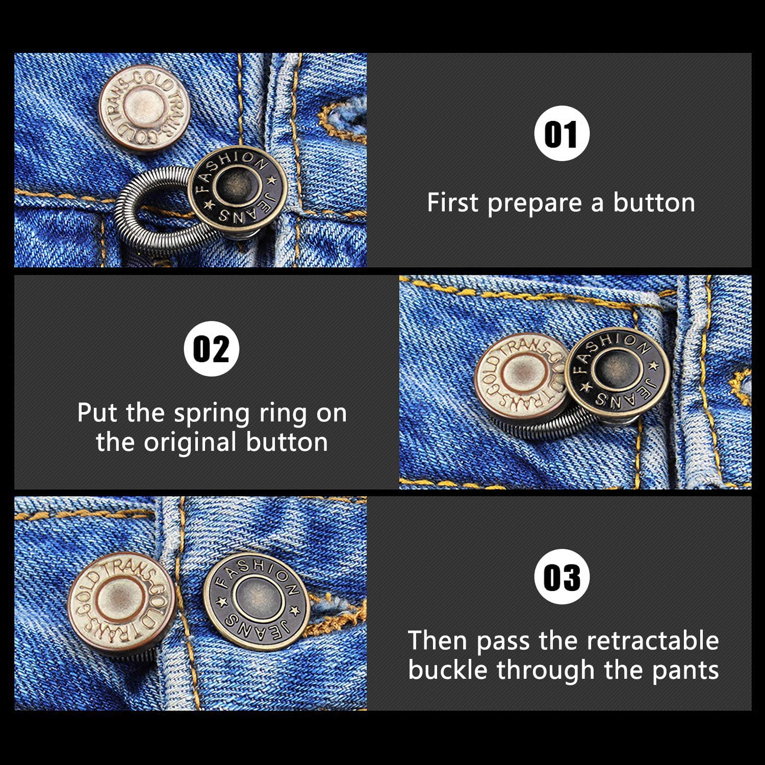 Button Extender for Pants - Waistband Extenders for Men Jeans Dress Pants  Khakis Women Pregnancy by Mandala Crafts