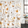 thumbnail image 3 of Orange Floral Spring Waterproof Fabric Shower Curtain,Butterfly Botanical Summer Waterproof Fabric Shower Curtain for Bathroom Curtains Bathtubs Hotel Shower Curtains with 12 Hooks Standard 66x72, 3 of 8