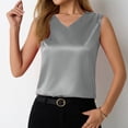 thumbnail image 2 of RMGVDSD Women's Silk Satin Tank Tops V Neck Dressy Casual Sleeveless Camisole Blouses Summer Business Work Shirts Solid Color Fashion Top Vacation Blouses, 2 of 8