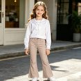thumbnail image 4 of Girls Solid Casual Flare Leg Pants for Big Kids Mid Rise Full Length Back Pocket Stretch Fabric Everyday Bottoms, 4 of 8