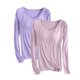 thumbnail image 1 of Pijama de manga larga para mujer, ropa de casa de color con almohadillas para el pecho, camiseta de manga larga, cómoda base para uso externo, pijama de modal de cuello redondo para mujer., 1 of 2