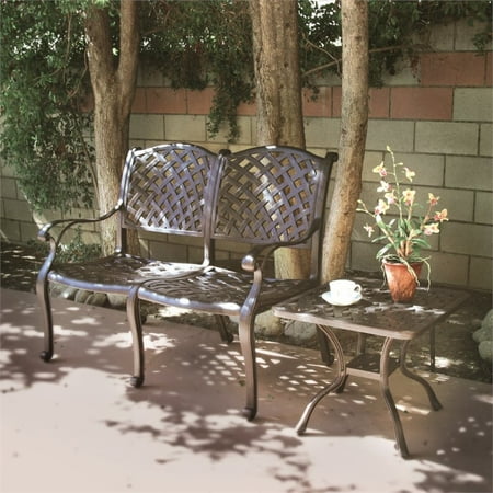 Darlee Nassau 5 Piece Cast Aluminum Patio Fire Pit Conversation Darlee Nassau 2 Piece Patio Bench Set In Antique Bronze
