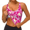 thumbnail image 4 of Haiem Vintage Flowers Pattern Womens Sports Bra - U Neck Padded Low Impact Yoga Bra Workout Crop Top Gym Moisture-Wicking Workout Vest -Small, 4 of 9