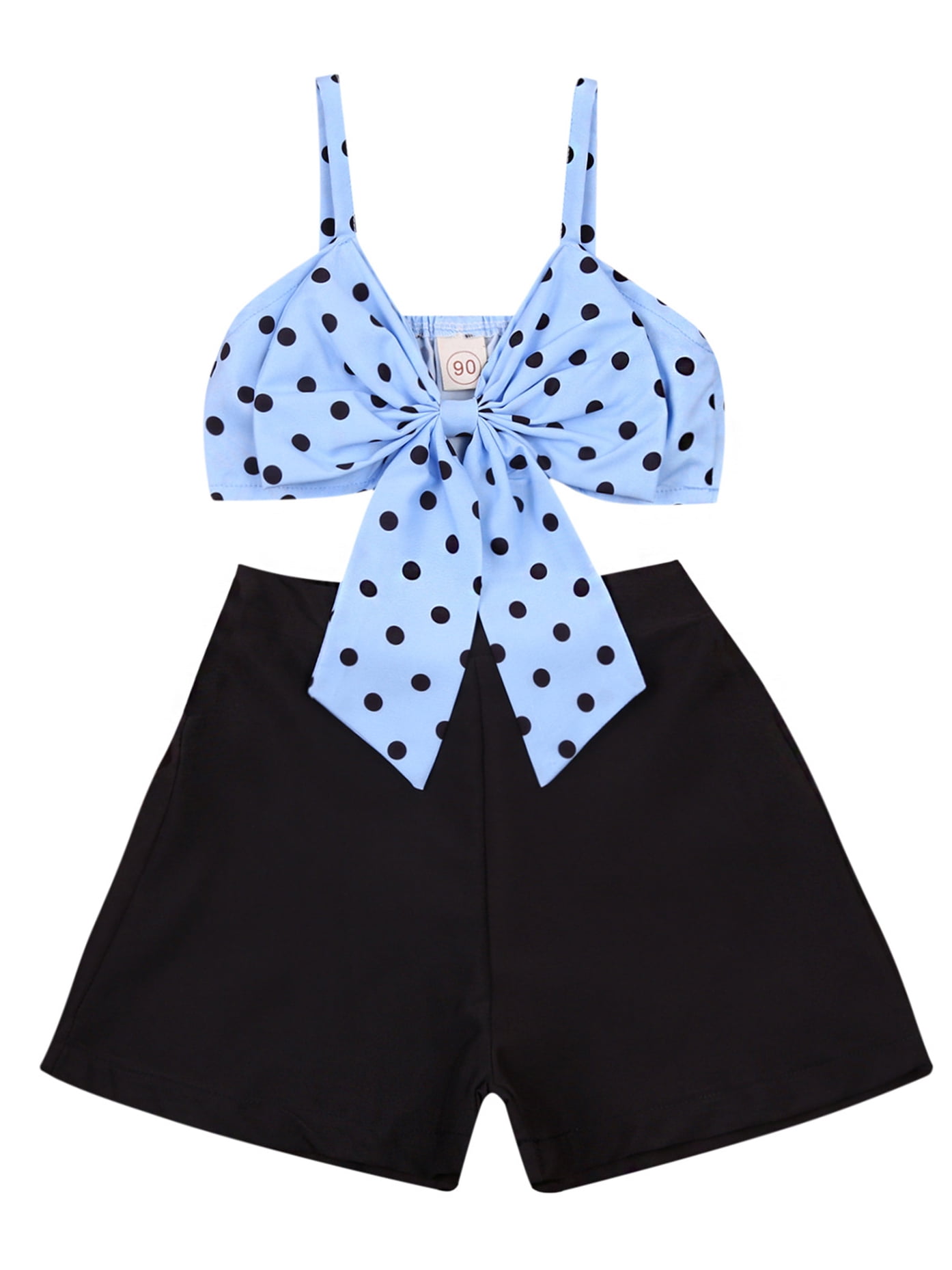 ONES Baby Kid Girls Short Sleeve Crop Top with Bow-Knot Pantskirts 2PCS Clohting Set 