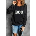 thumbnail image 6 of Women's Black Chenille BOO Patched Pattern Crewneck Sweatshirt - [ZhiHiMeRi] | (US 20-22)2XL, 6 of 8