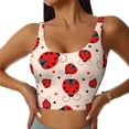thumbnail image 2 of Haiem Red Ladybug Pattern Womens Sports Bra - U Neck Padded Low Impact Yoga Bra Workout Crop Top Gym Moisture-Wicking Workout Vest -X-Large, 2 of 9