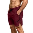 thumbnail image 4 of hoksml Men's 3 Inch Running Shorts, Elastic Drawstring Waist, Side Zipper Pockets, Quick Dry Mesh Fabric, Curved Hem, Multi-Color, Ideal for Gym and Workout, 4 of 7