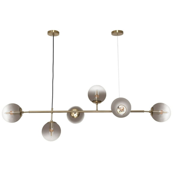 6-Light Modern Globe Pendant Light Mid-century Vintage Sputnik Chandelier Adjustable Height Gold Linear Globe Ceiling Light Pendant Lamp Kitchen Island Lighting