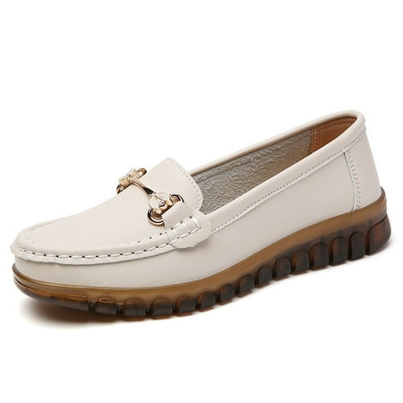 

Women‘s Metal Buckle Flat Loafers Comfortable Solid Color Round Toe Slip On Shoes Casual Walking Shoes