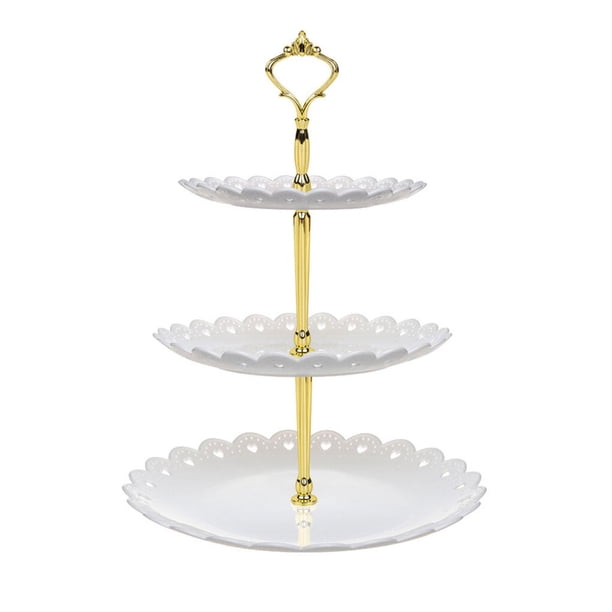 Cateissary Bandeja para pasteles, herramienta de soporte, estante de almacenamiento de postres para el hogar, soporte para cupcakes, estante de Mostrada Blanco