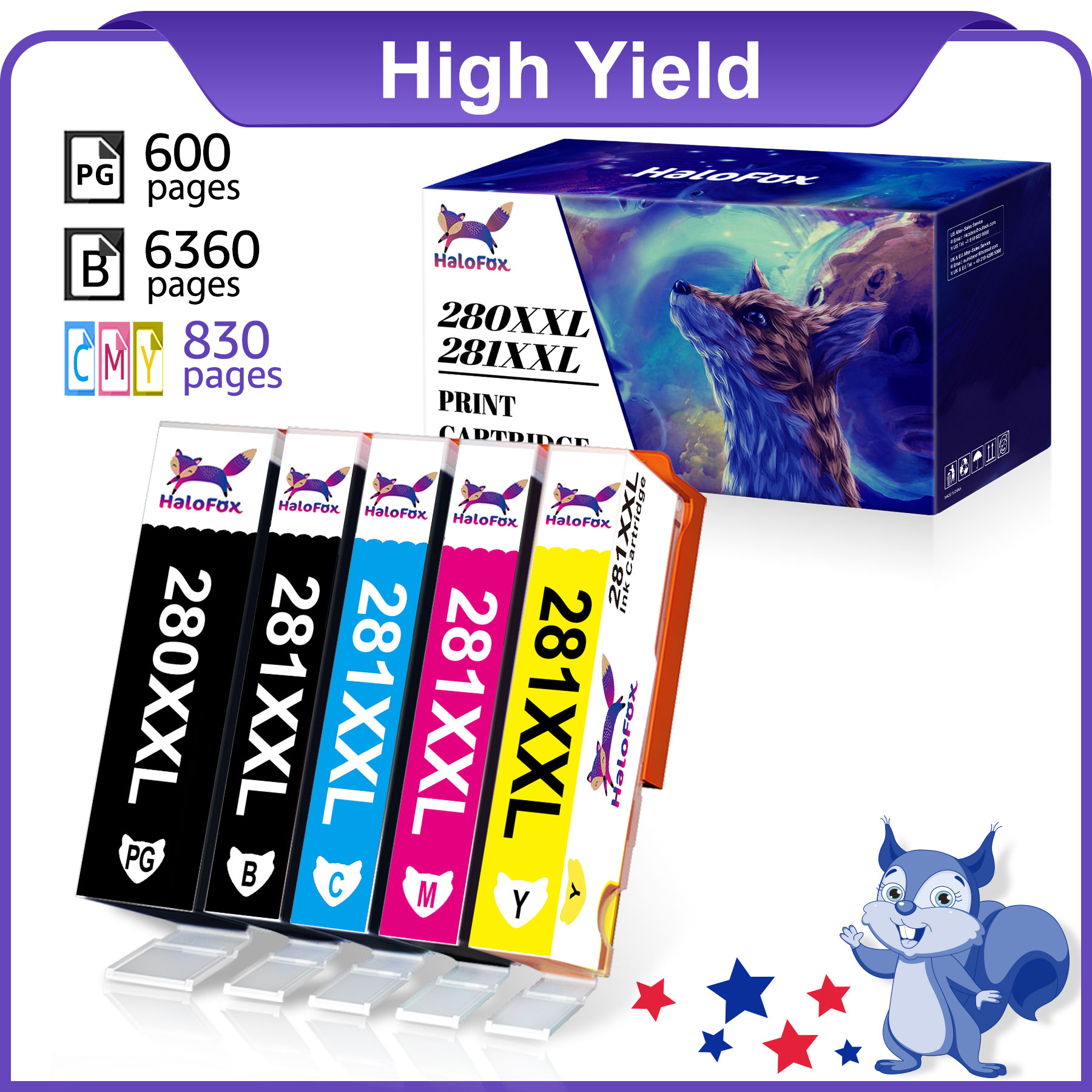 Halofox Ink 280 and 281 Cartridges Replacement for Canon TR8520 Ink Cartridges TR7520 TR8620