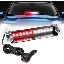 Nilight 12LED LED Flashing Signal Light Bar, Red and White Dual Color, Dash or Windshield Mount, 12V Vehicle Power Plug, Universal Fit for Cars, Trucks, and Utility Vehicles
