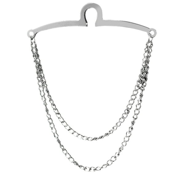 Men Tie Chain Double Chains Shirt Blouses Necktie Link Chain Buckle Metal Tie Clips Business Wedding Formal Jewelry Gift