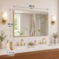 thumbnail image 2 of Niveal Wall Mirror for Bathroom,48" x 36" Brushed Gold Bathroom Mirror,Anodized Aluminum Frame with Rounded Corner, Rectangle Wall Mounted Mirror Decorative for Bathroom, 2 of 12