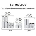 thumbnail image 2 of CASOMAN 10 Piece Impact Socket Set, 1/4" & 3/8" Drive, Deep & Shallow, 10mm, Metric, Mirror Chrome Finish, 2 of 6