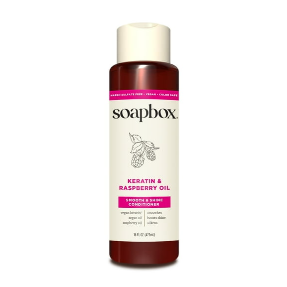 Soapbox Vegan Keratin & Raspberry Seed Oil Smoothing Conditioner with Argan Oil, 16 fl oz
