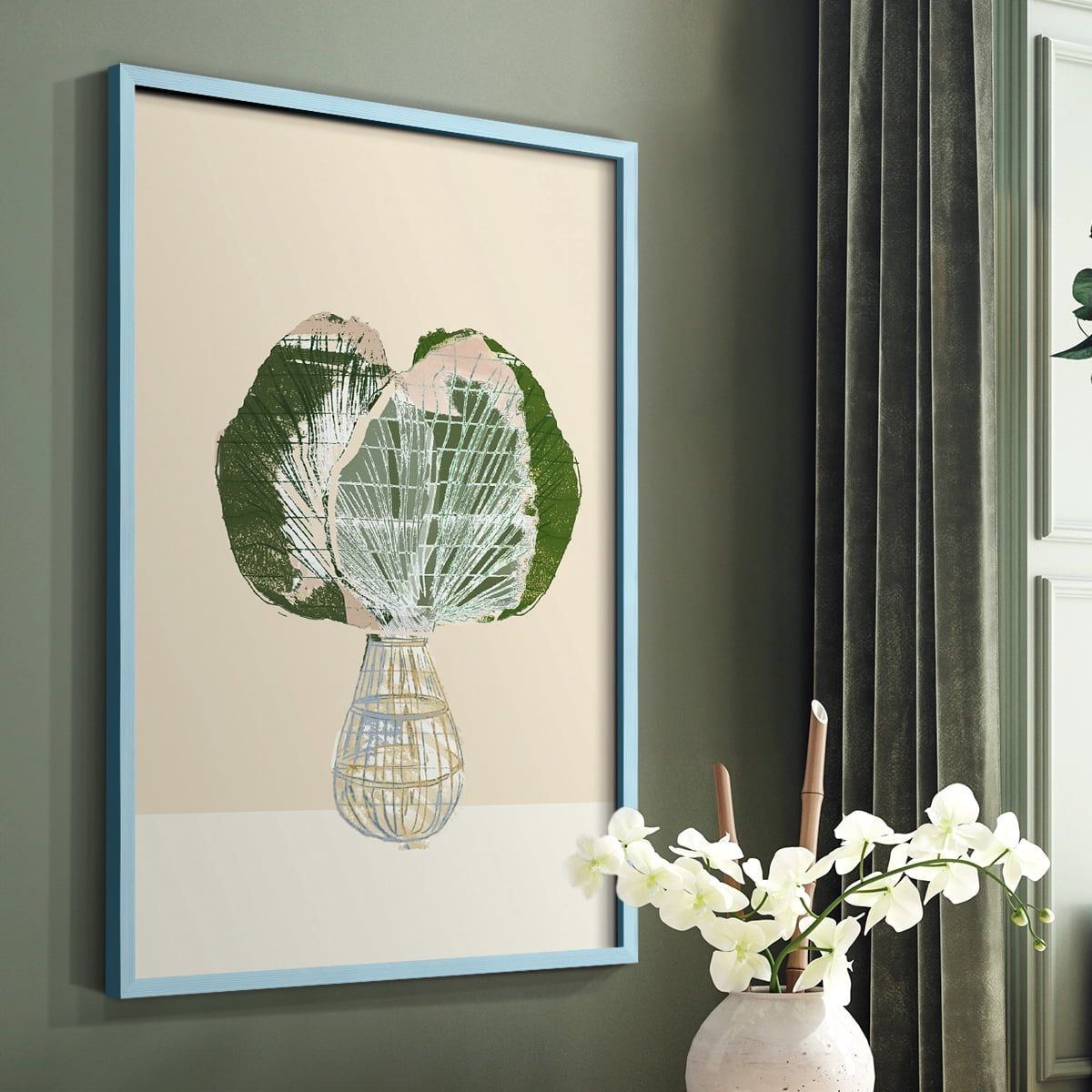 Woven Tropical Leaf I Framed Print - Solid Wood in Single Picture Frame Solid Wood 2 Framed Print