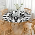 thumbnail image 3 of Black White Tie Dye Mandala Pattern Round Fitted Tablecloth with Elastic Edge,Dining Table Cover Waterproof,Outdoor Round Tablecloth for Camping,Dining,Indoor and Outdoor, 3 of 7